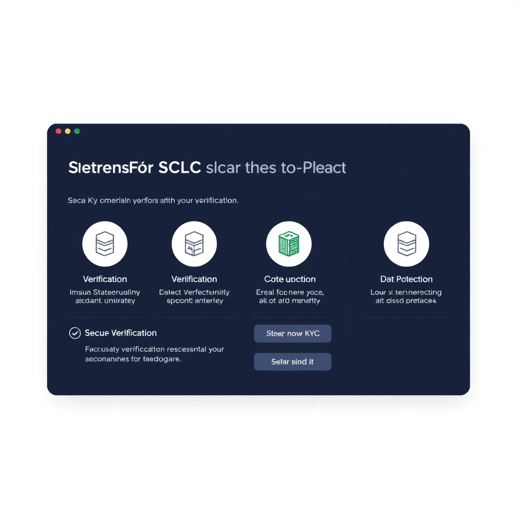 secure KYC verification process interface with privacy-focused design, showing tiered verification levels and security features