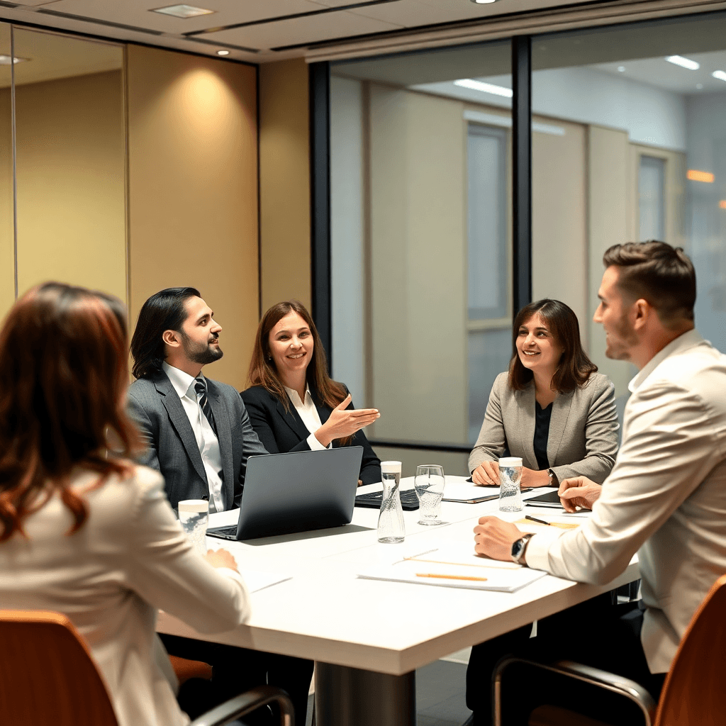 business leadership team meeting, professional corporate setting
