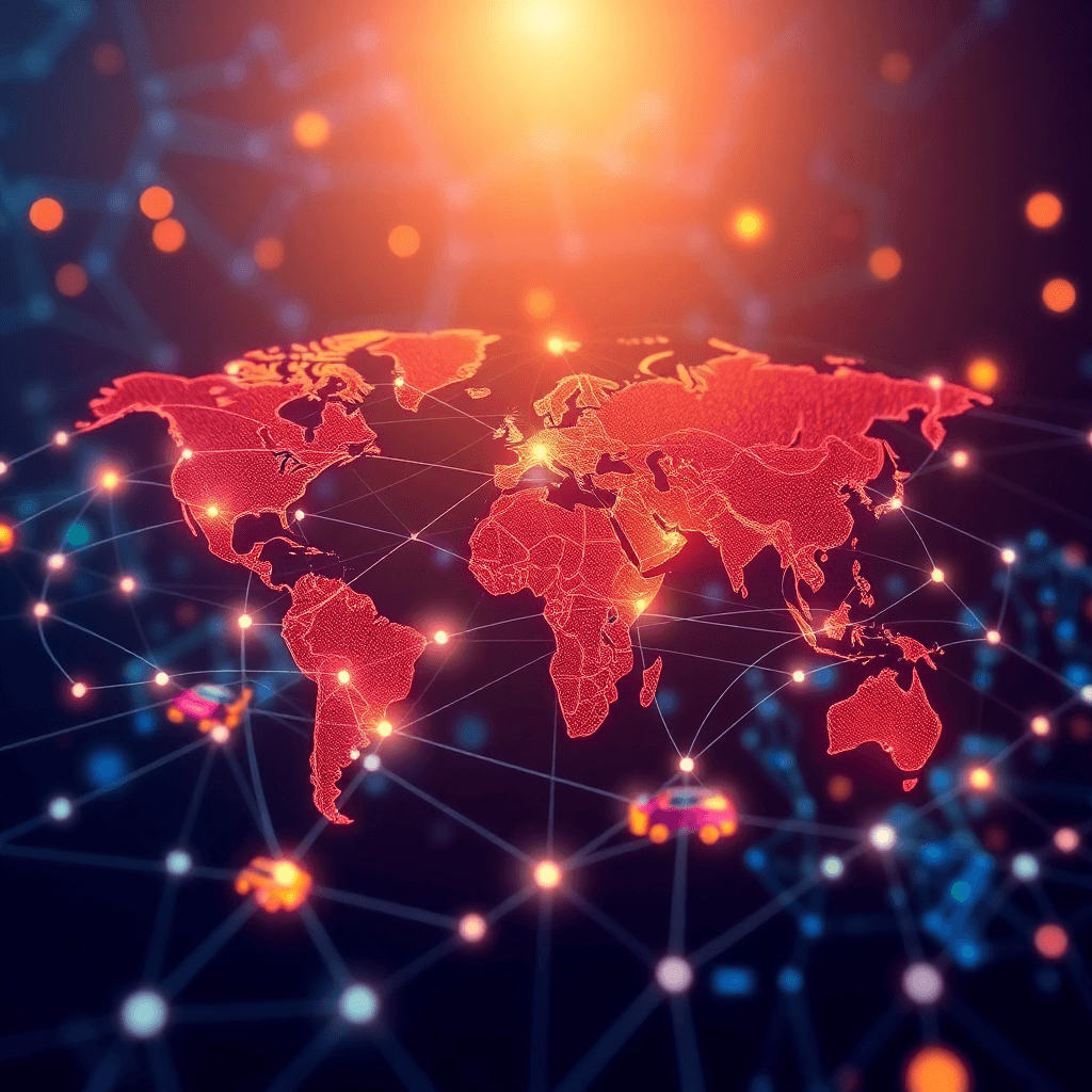 global supply chain network visualization, logistics concept